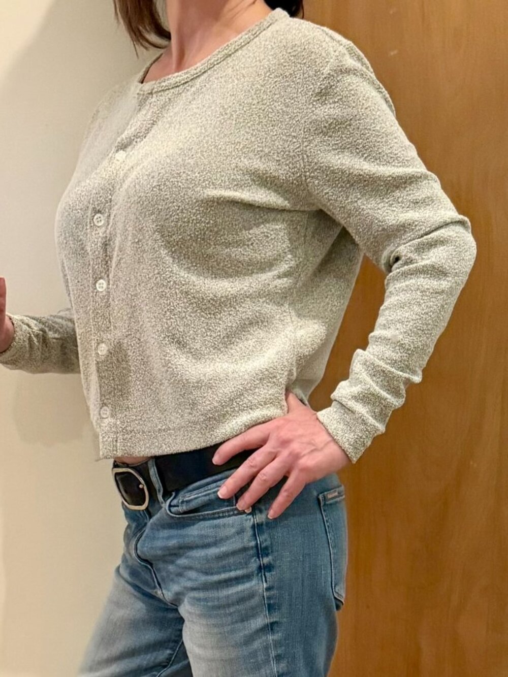 Vintage Lee Riveted Gray Button‑Front Sweater – Size Small – Made in Israel